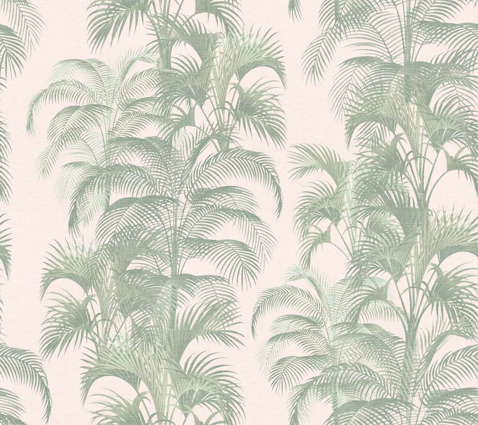 palme verde salvia su beige lino