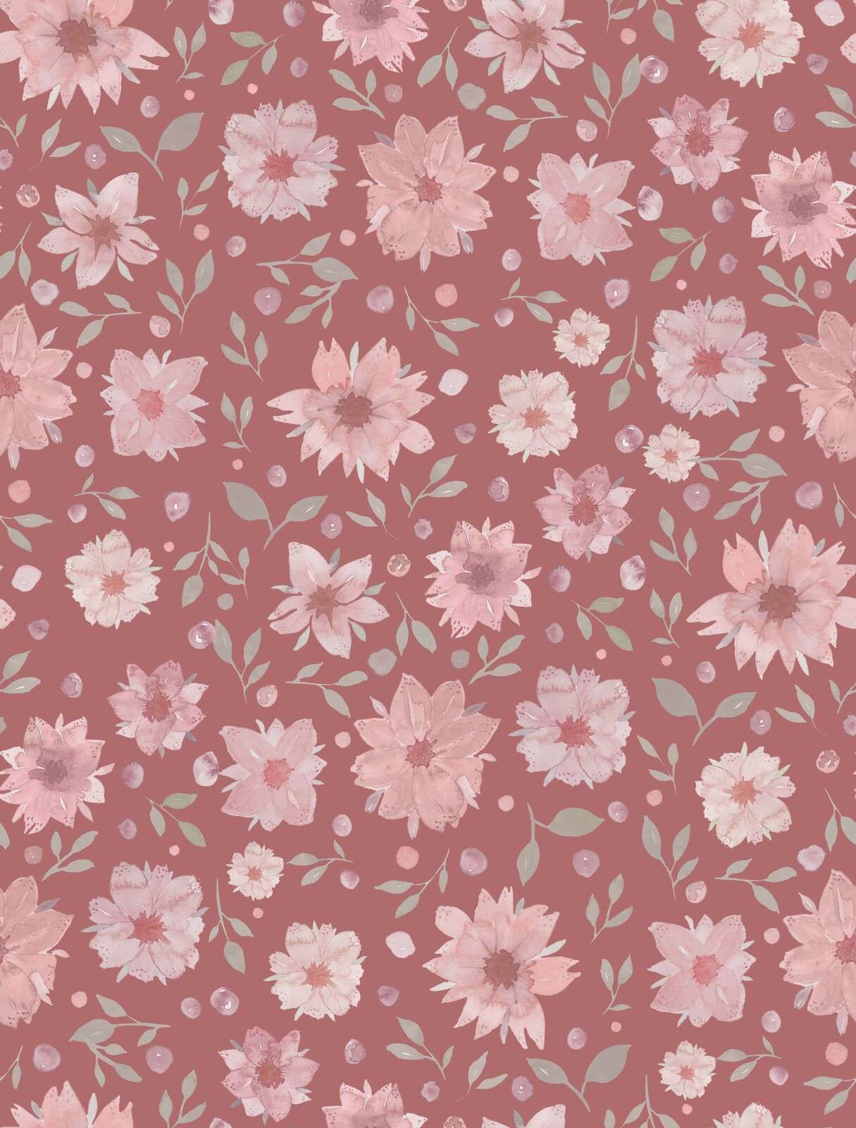 Fiori ad acquerello delicati su rosa antico
