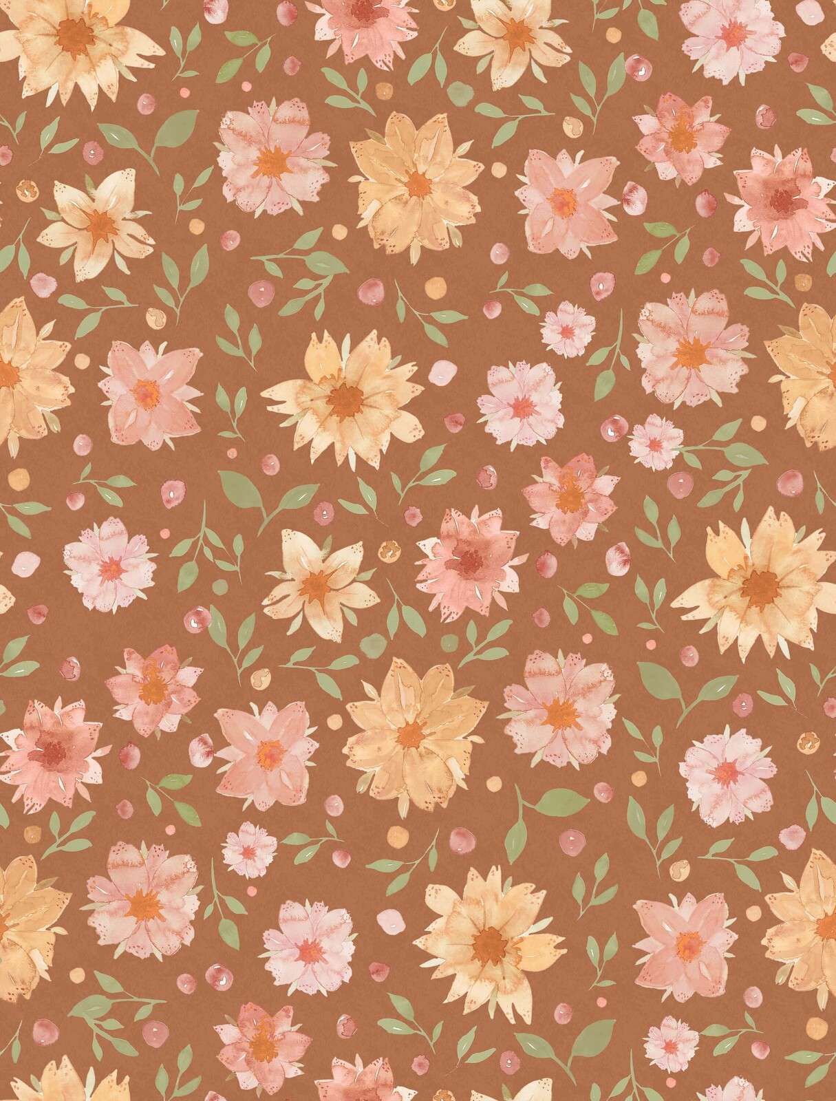 Fiori ad acquerello in caldo terracotta