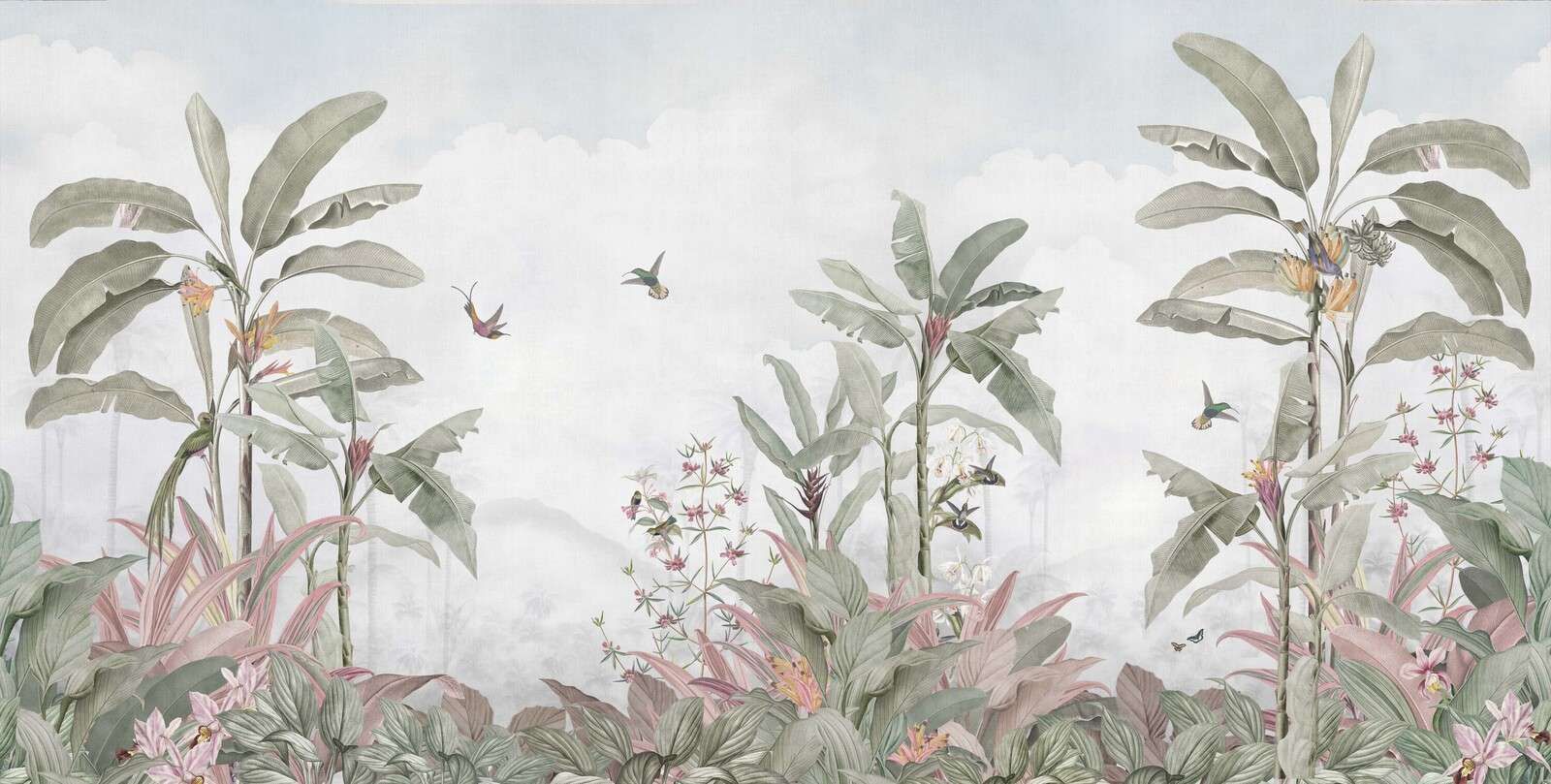 Colibrì tra foglie tropicali