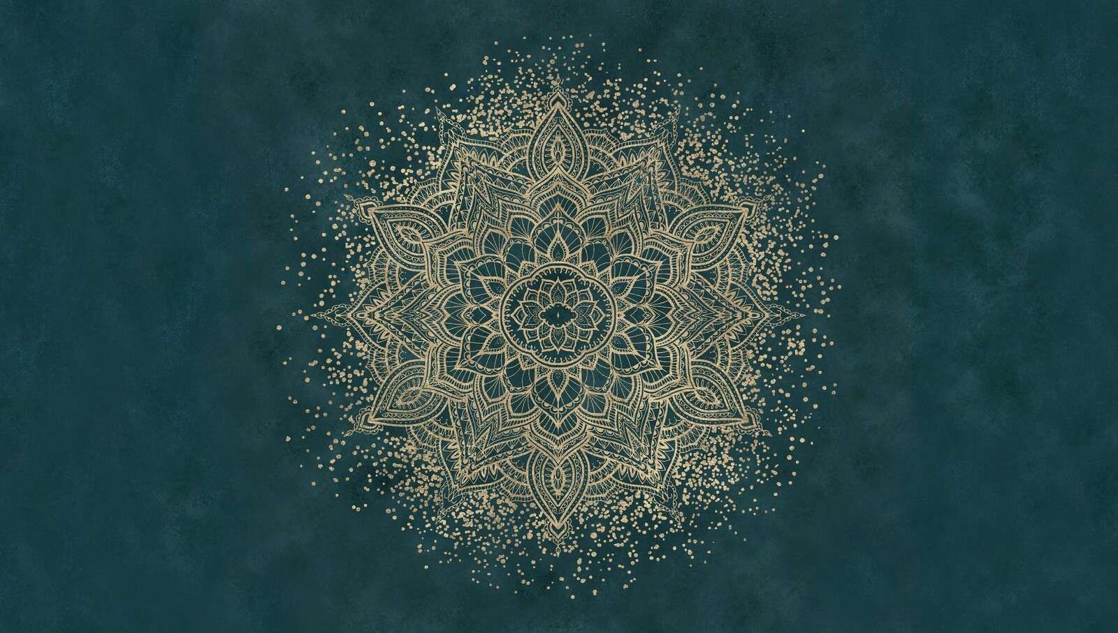 Mandala d'oro su verde smeraldo