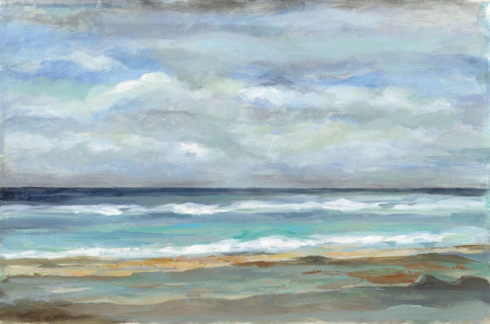 Mare calmo sotto un cielo nuvoloso