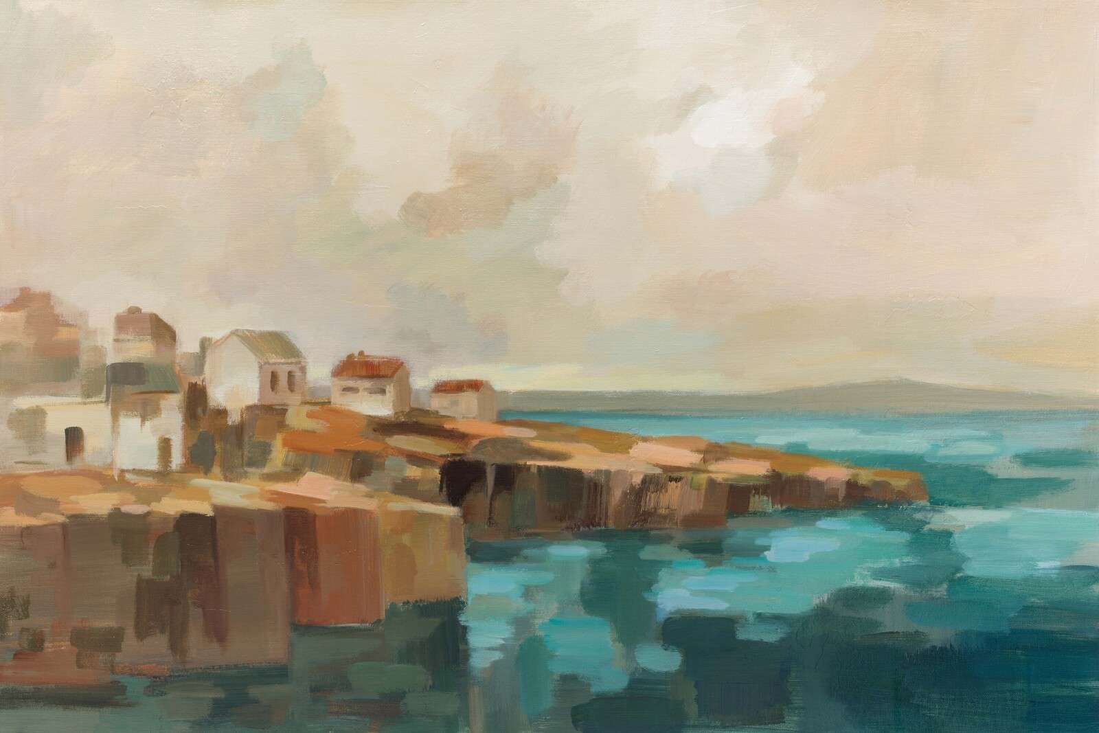 Case tranquille sulla scogliera sul mare