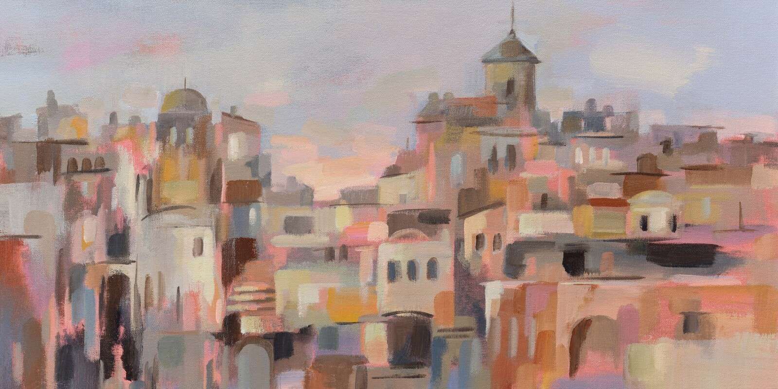 Luce del tramonto su calde mura cittadine