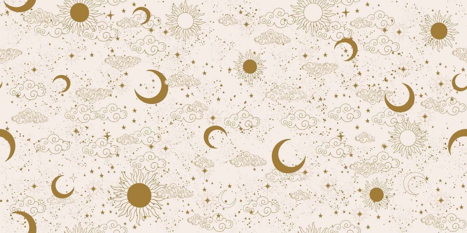 Sole, luna e nuvole in oro