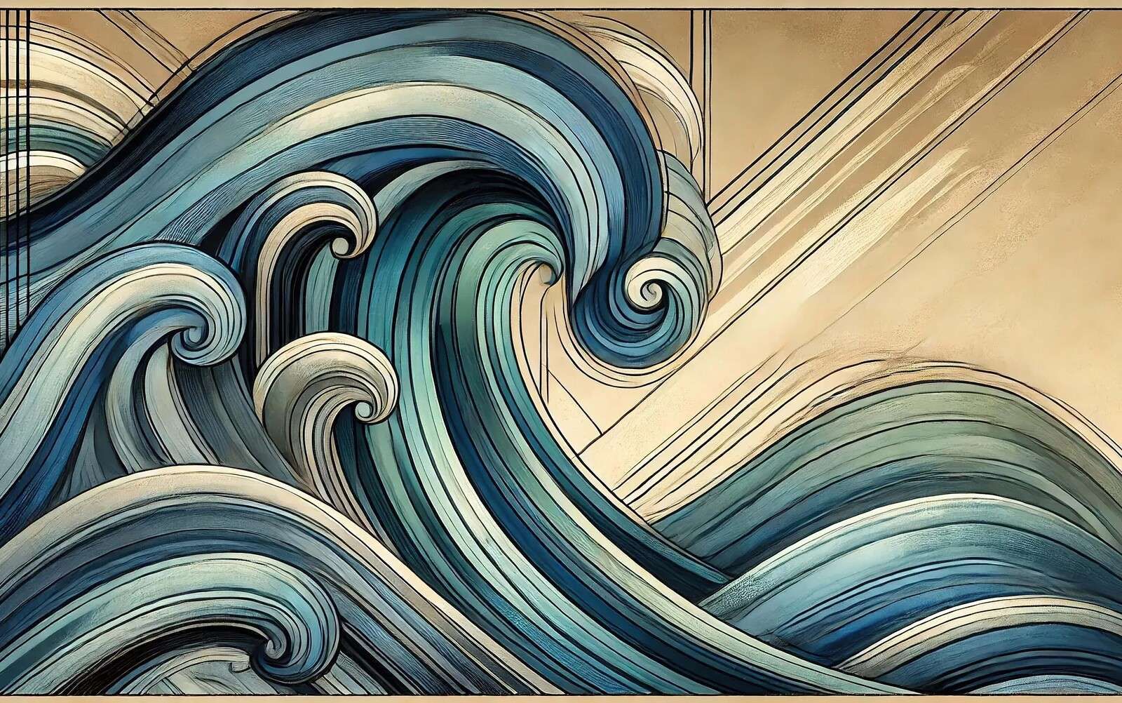 Onde danzanti dell'oceano in motivo a linee.