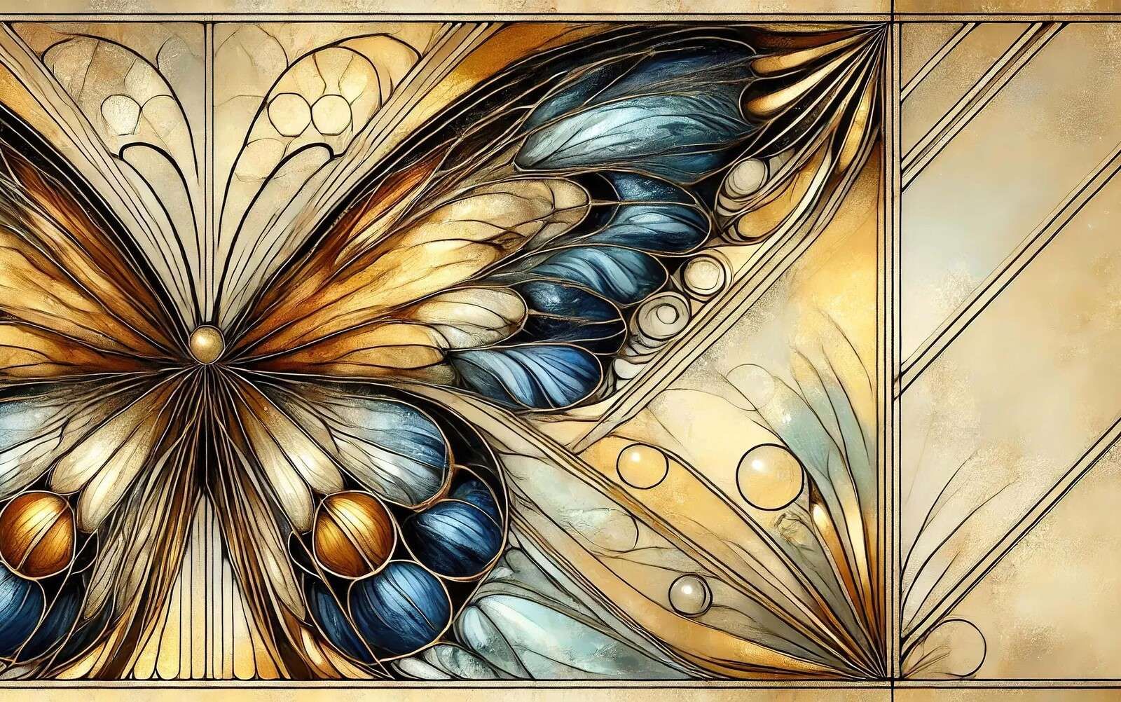 Farfalla in oro e blu notte