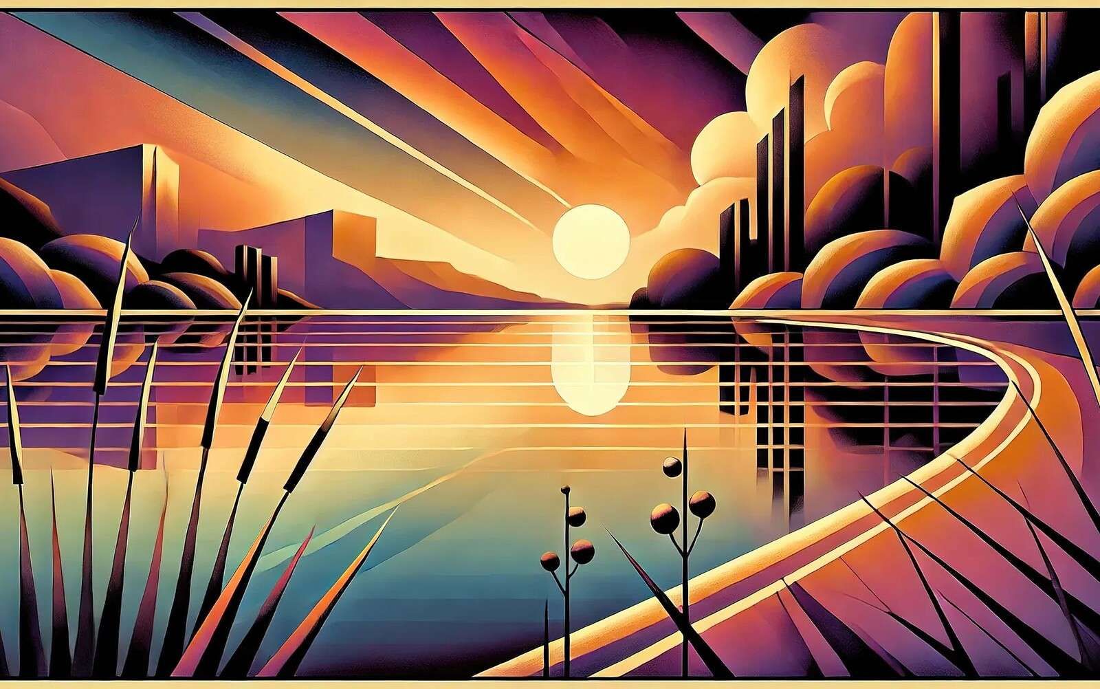 Luce serale sul lago grafico