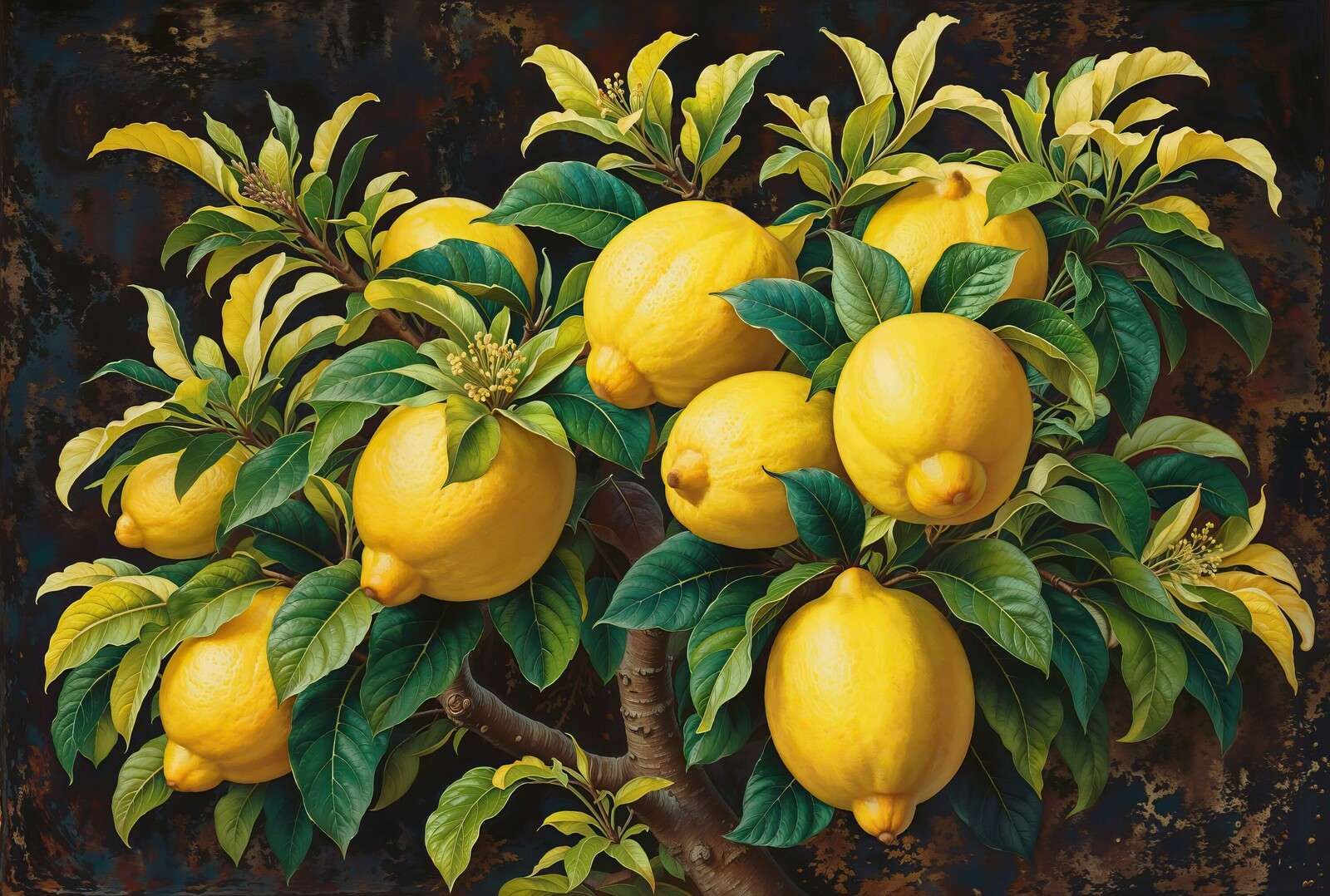 Albero di limoni con limoni maturi.