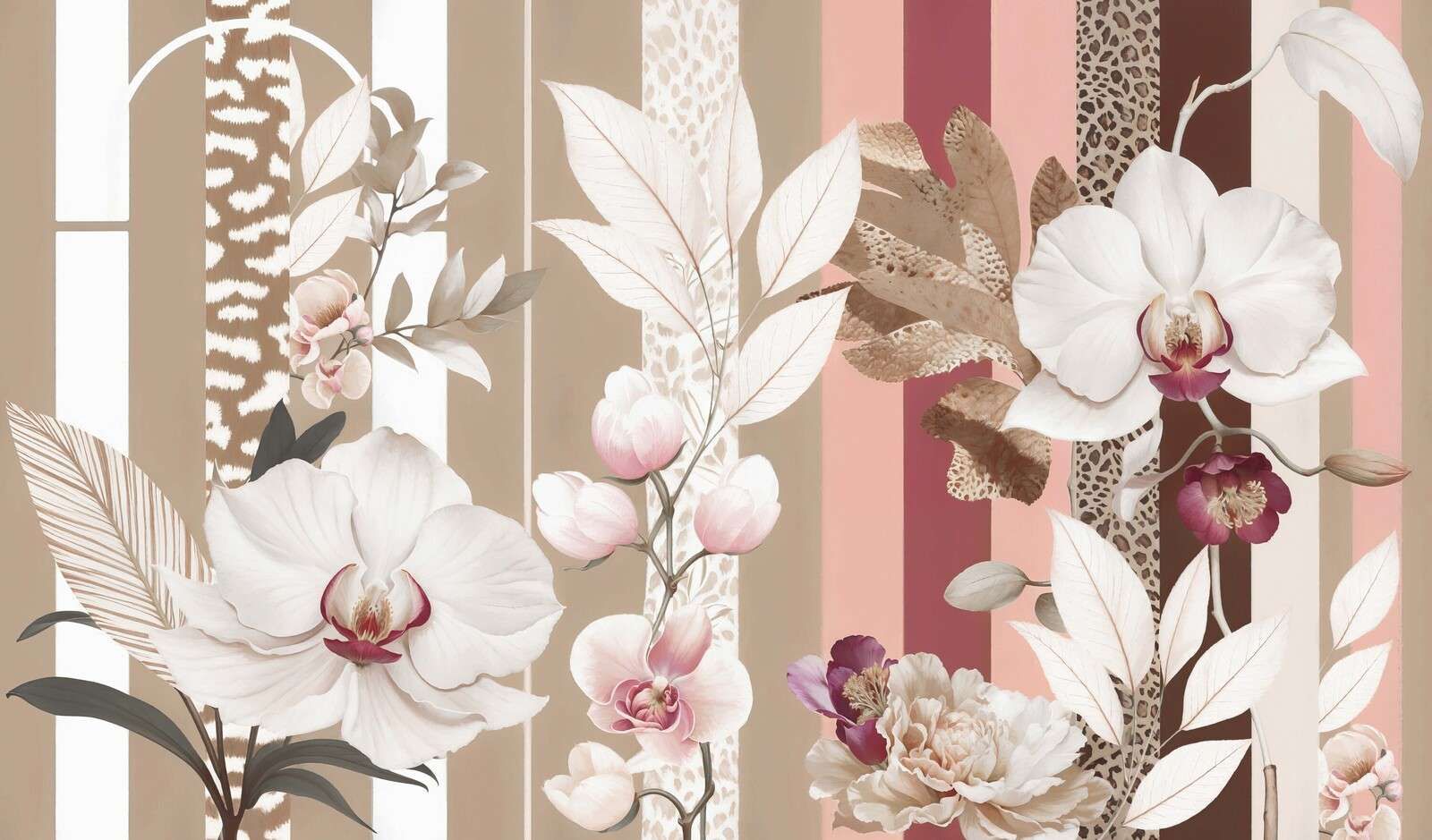 Orchidee con strisce e stampa animalier