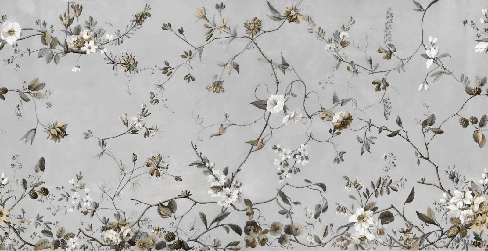 Eleganti rami di fiori in seppia