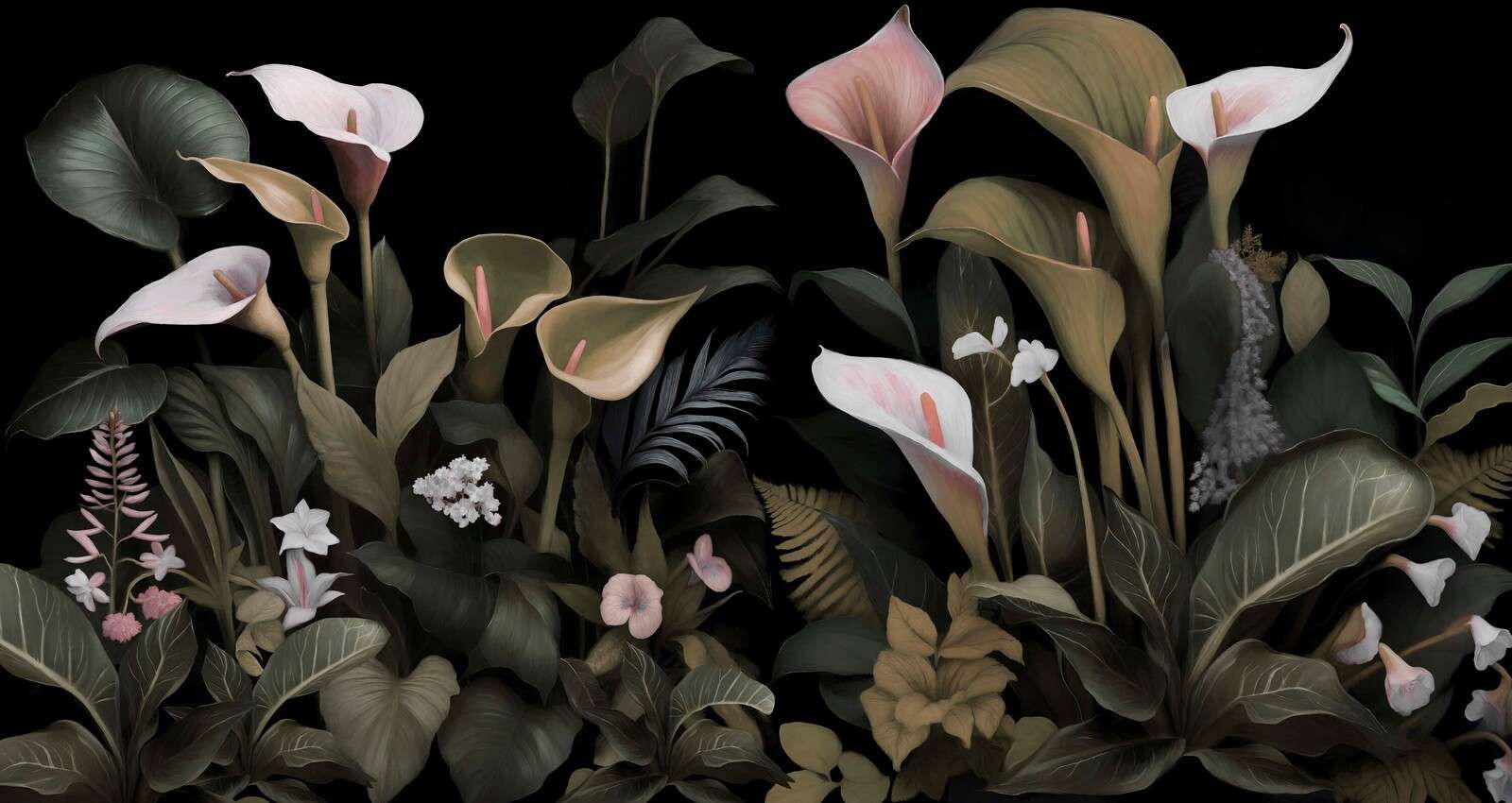 Gigli di calla morbidi di notte