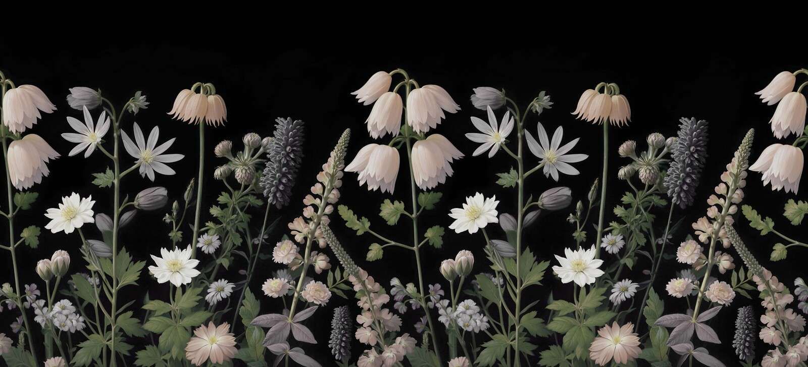 Fiori di campo scuri con fioritura pastello