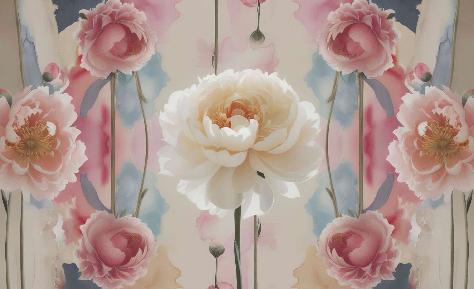 Peonie simmetriche in acquerello