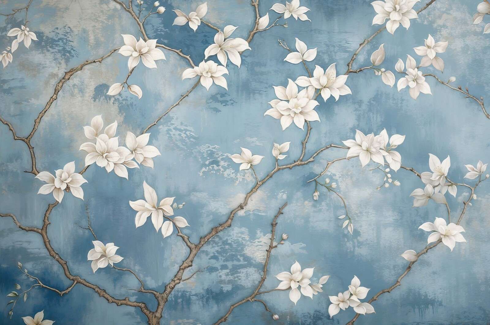 Fioritura di magnolia bianca su blu