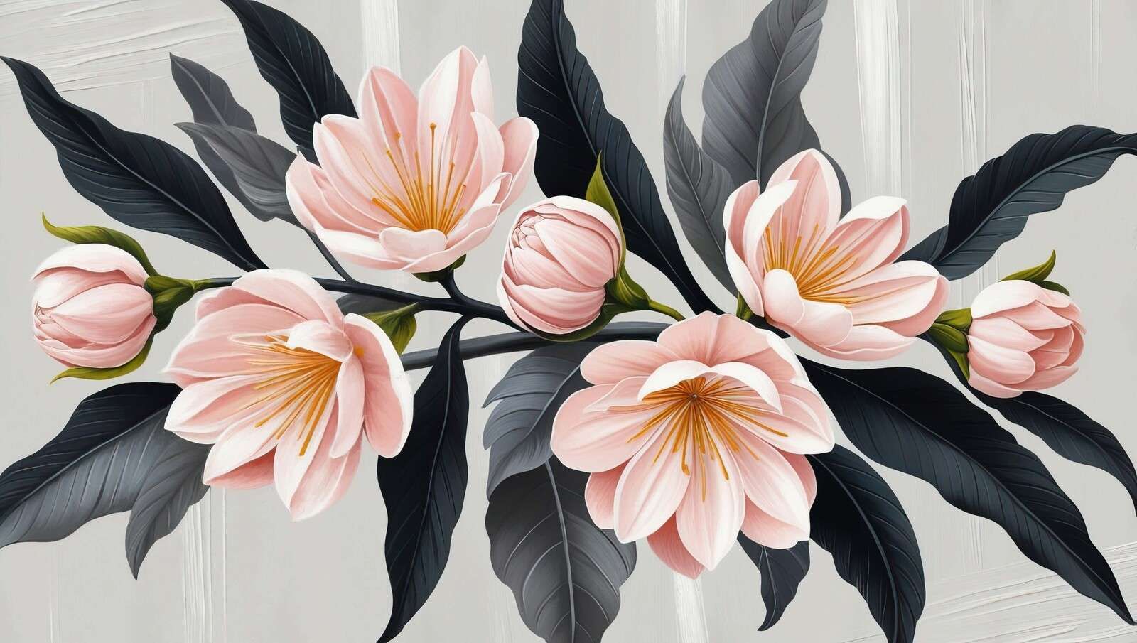 Fiori di magnolia rosa con foglie scure