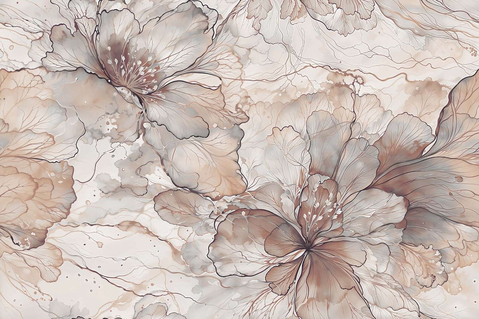 Fiori ad acquerello in tenui toni terrosi