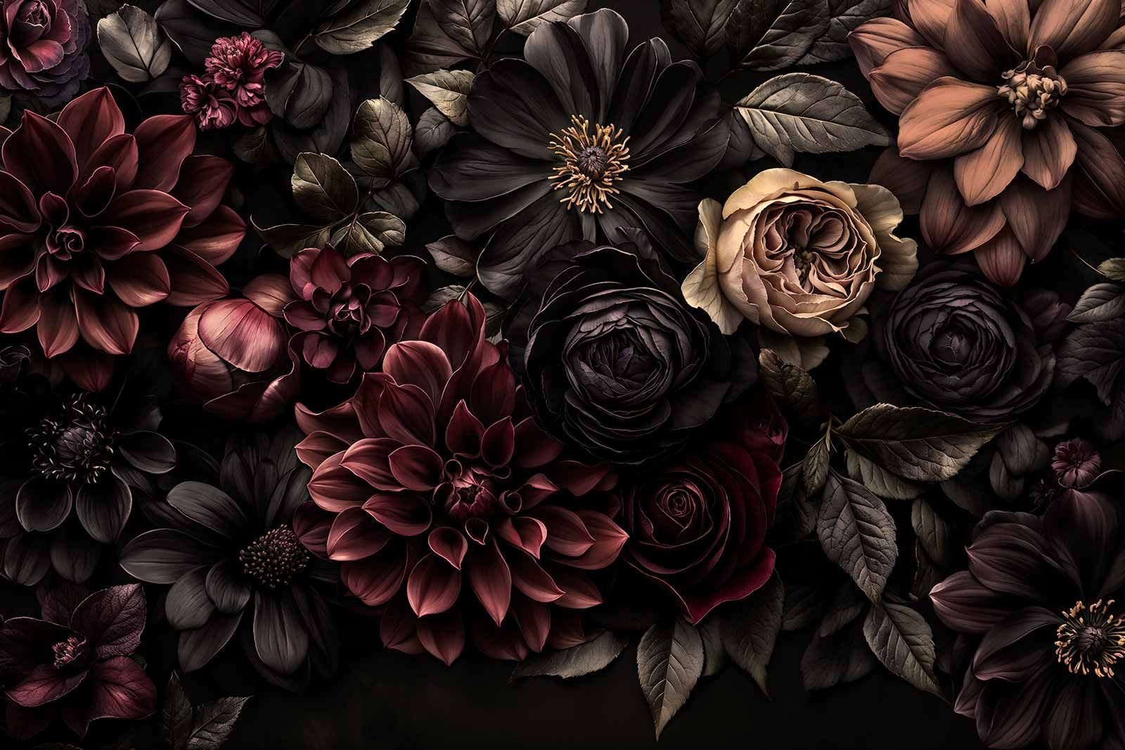 Fiori barocchi botanici notturni e d’atmosfera