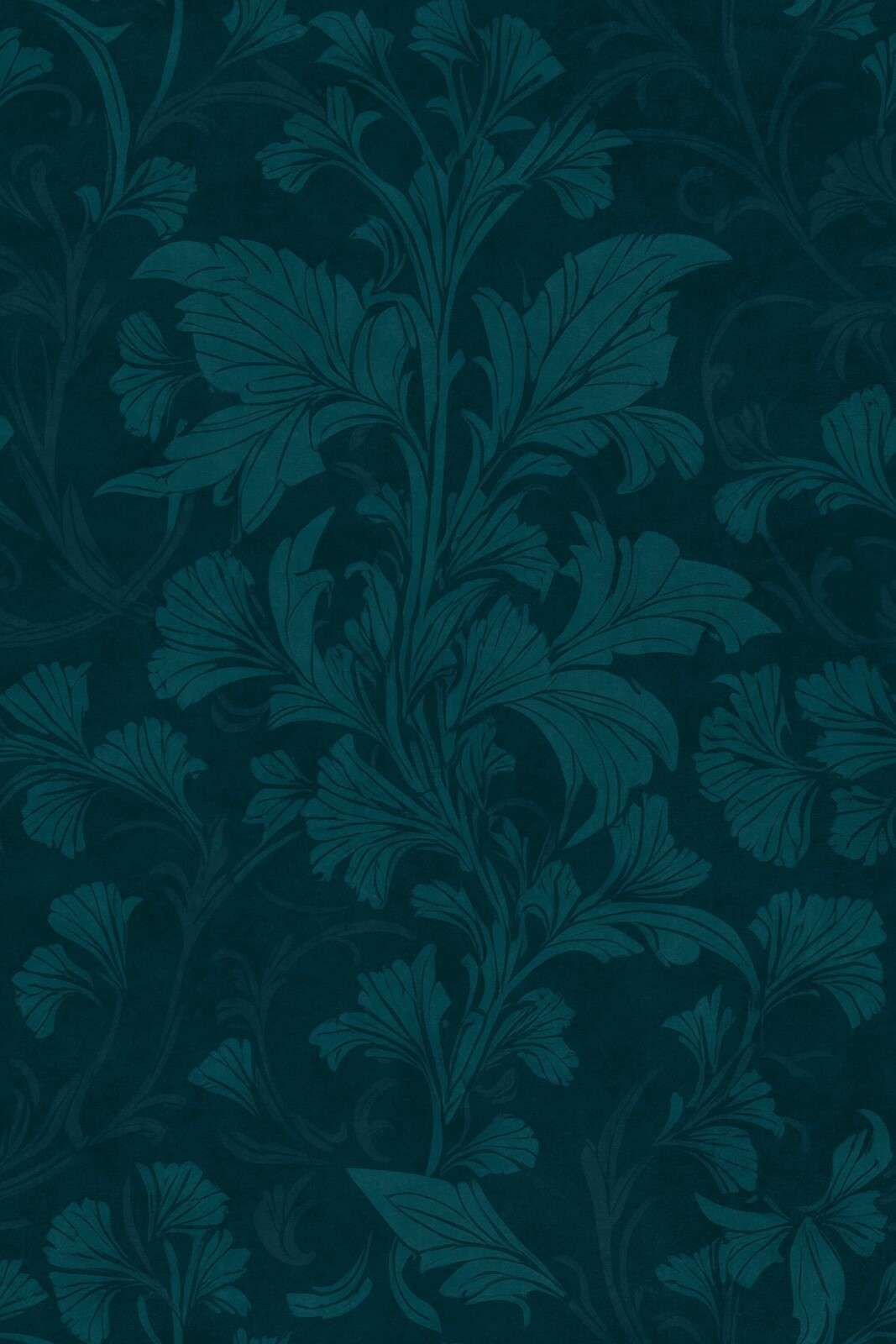 motivo damascato floreale in stile William Morris monocromatico verde smeraldo e verde acqua