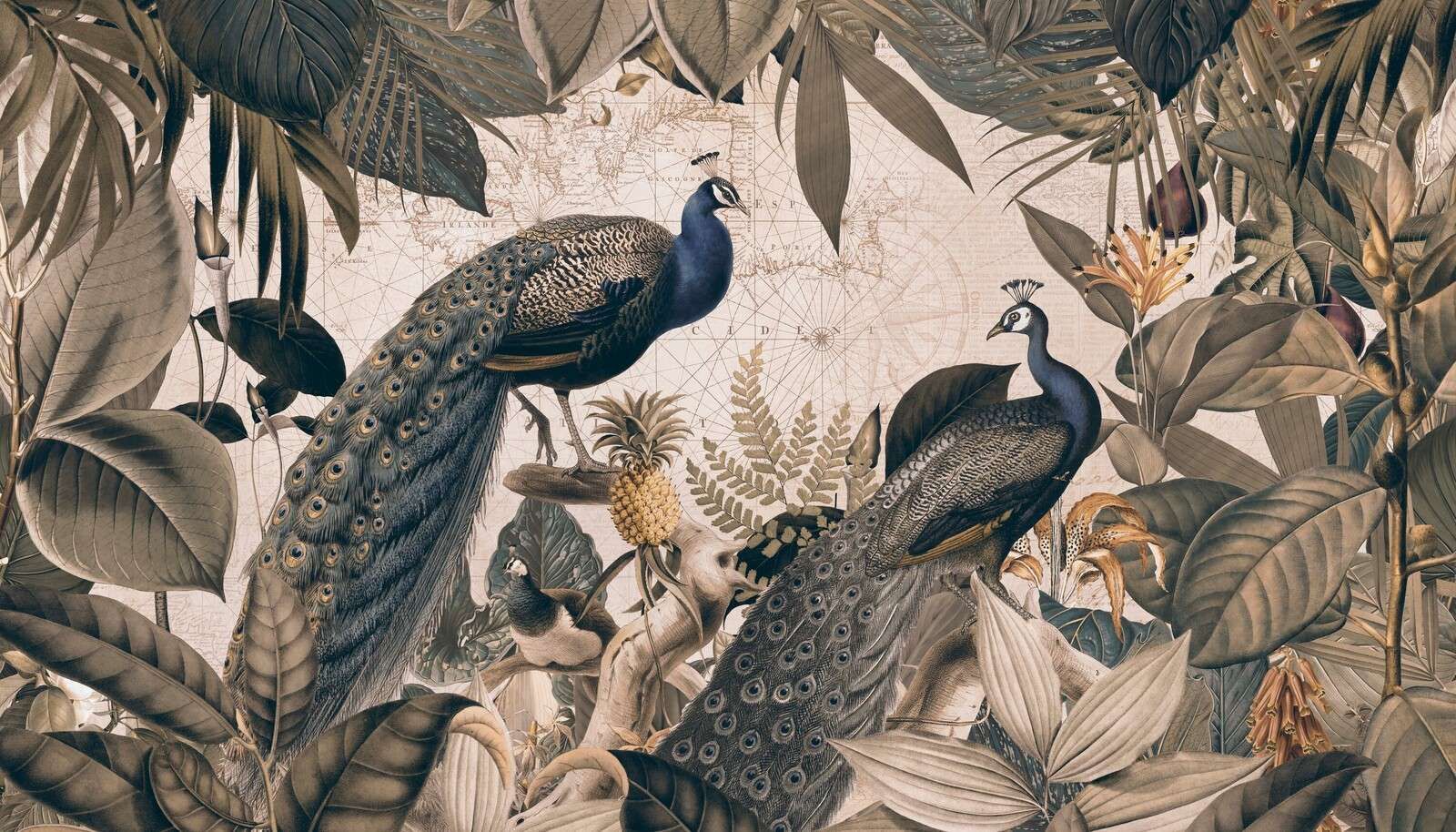 Reverie vintage pavone blu beige