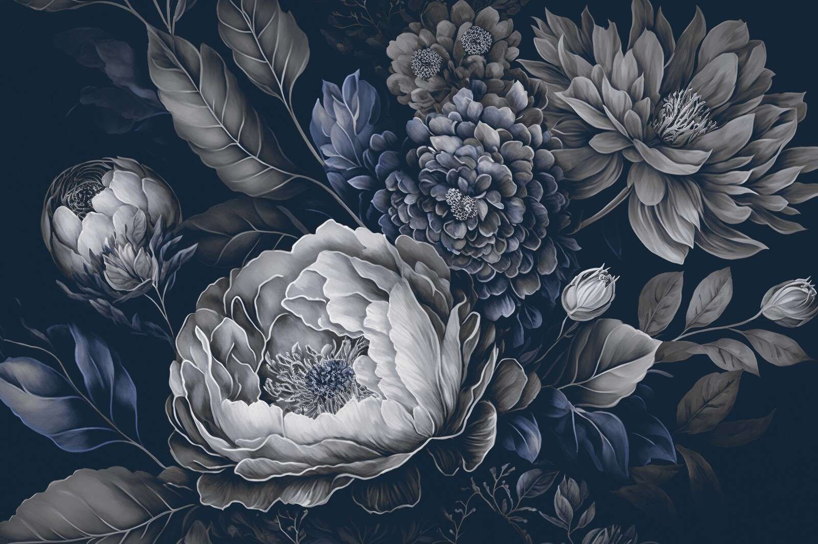 Floreale barocco blu grande