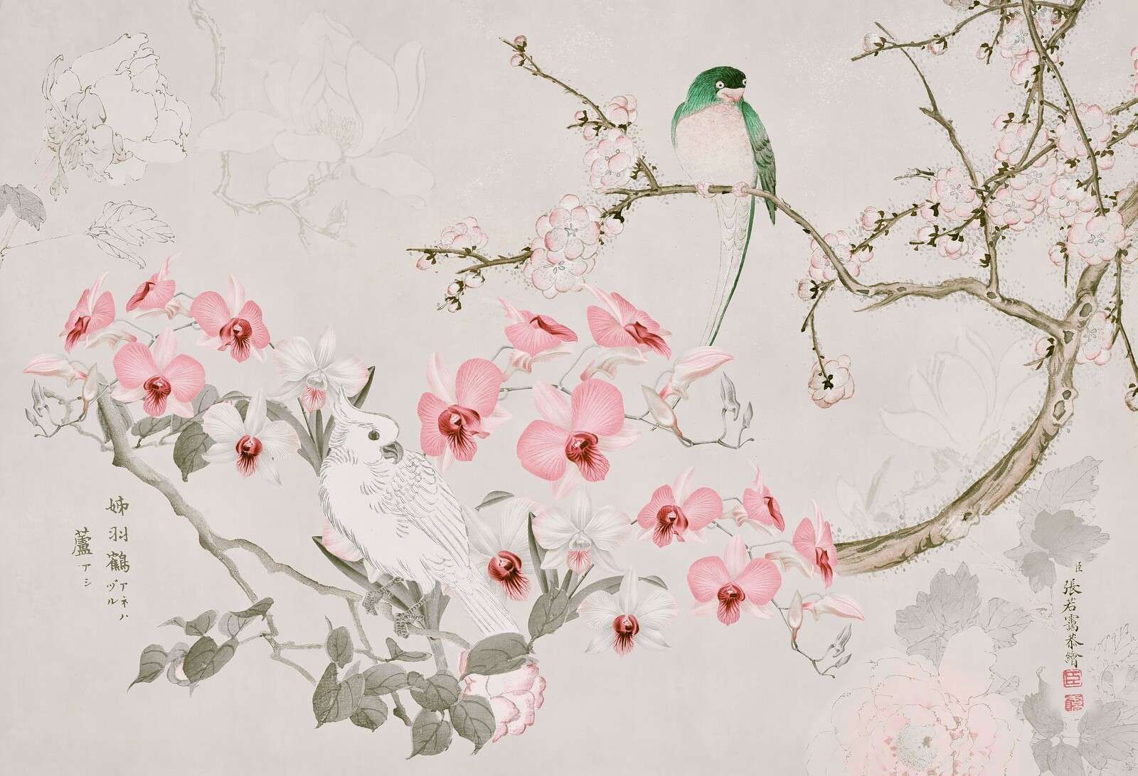 Chinoiserie con cacatua