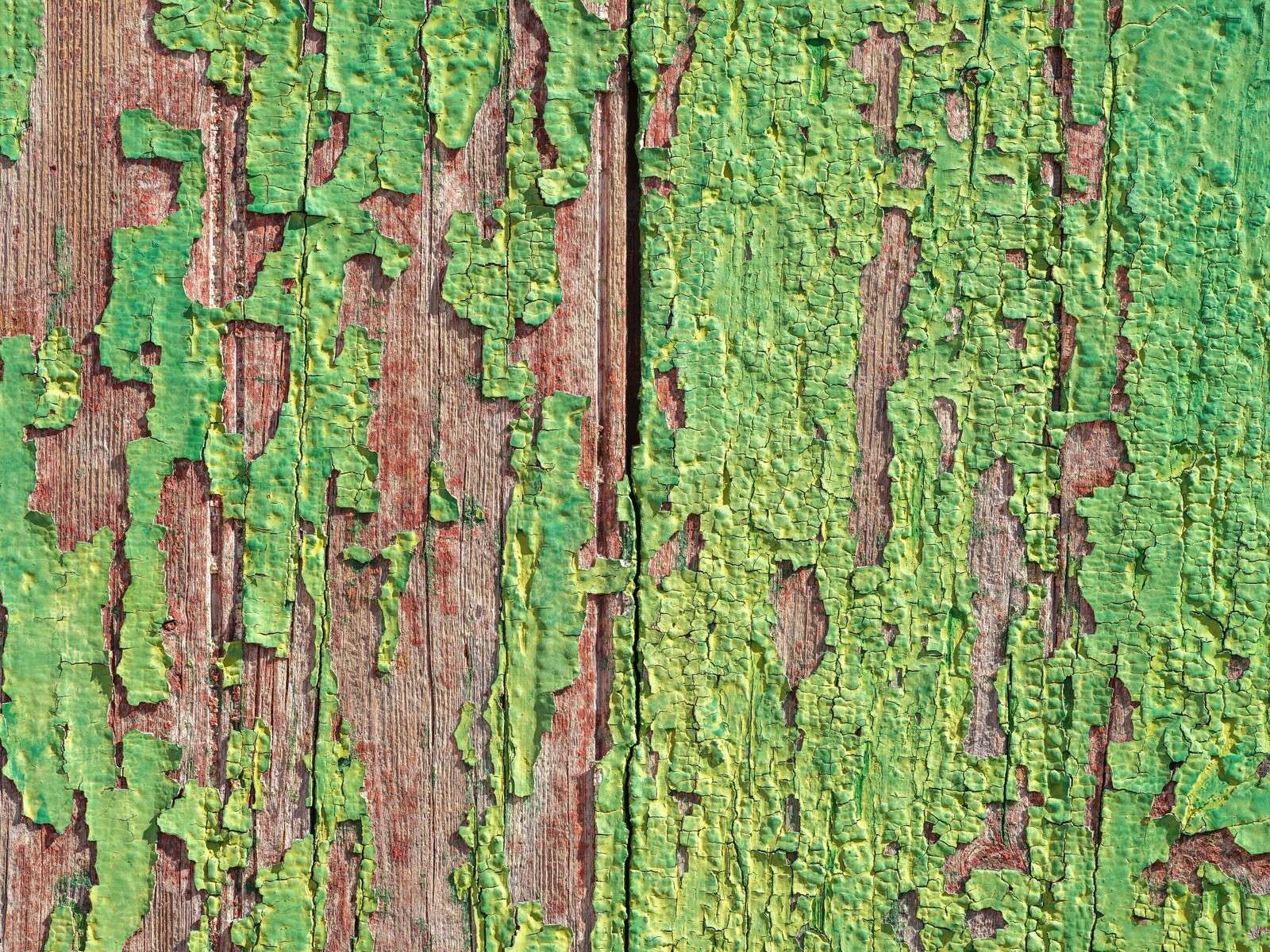 legno consumato con strato di vernice verde