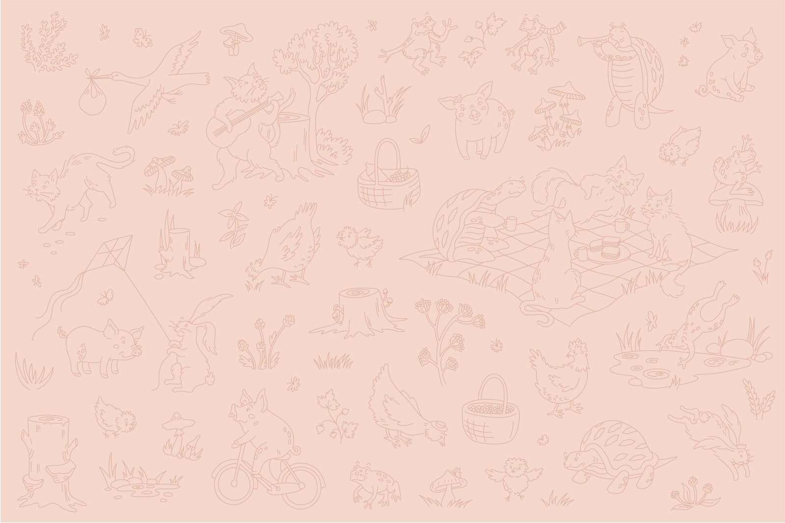 animali della foresta tranquilli rosa