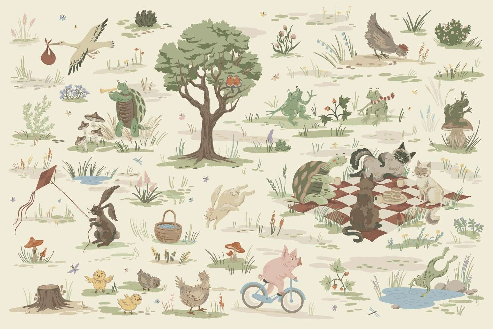 Animali del bosco colorati